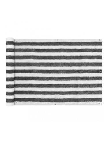 Sonata Балконски екран, HDPE, 75x400 см, антрацитно сиво и бяло