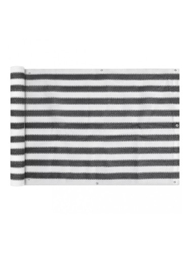 Sonata Балконски екран, HDPE, 75x600 см, антрацитно сиво и бяло