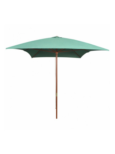 Sonata Чадър за слънце, 200x300 см, дървен прът, зелен