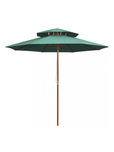 Sonata Чадър с двоен покрив, 270x270 см, дървен прът, зелен