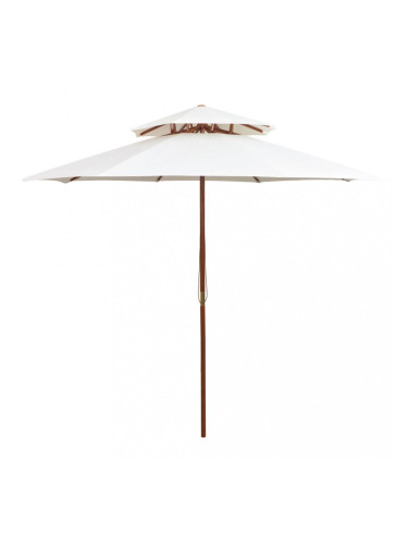 Sonata Чадър с двоен покрив, 270x270 см, дървен прът, кремавобяло