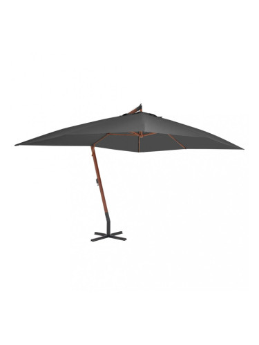 Sonata Градински чадър чупещо рамо и дървен прът 400x300 см антрацит