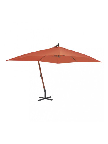 Sonata Градински чадър чупещо рамо и дървен прът 400x300 см теракота