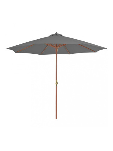 Sonata Градински чадър с дървен прът, 300 см, антрацит