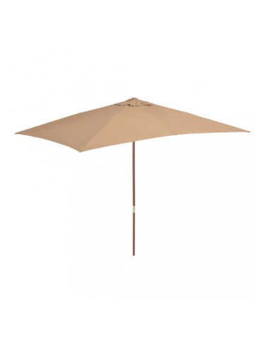 Sonata Градински чадър с дървен прът, 200x300 см, таупе