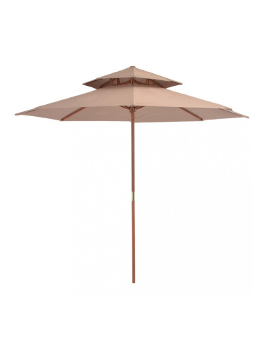 Sonata Чадър с двоен покрив и дървен прът, 270 см, таупе