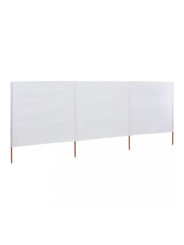 Sonata Параван против вятър от 3 панела, текстил, 400x120 см, бял