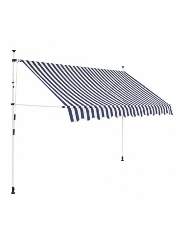 Sonata Ръчно прибиращ се сенник, 250 см, синьо и бяло