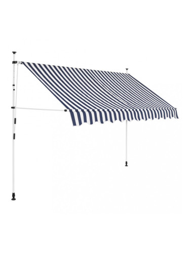 Sonata Ръчно прибиращ се сенник, 300 см, синьо-бели ивици