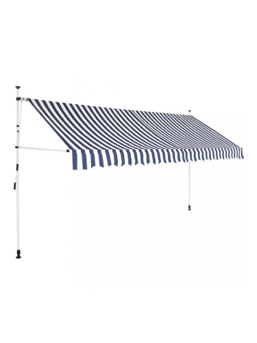 Sonata Ръчно прибиращ се сенник, 350 см, синьо-бели ивици