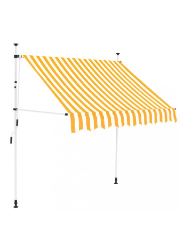 Sonata Ръчно прибиращ се сенник, 200 см, жълто / бели ивици