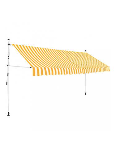 Sonata Ръчно прибиращ се сенник, 350 см, жълти и бели ивици