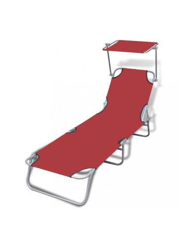 Sonata Сгъваем шезлонг с козирка, стомана и текстил, червен