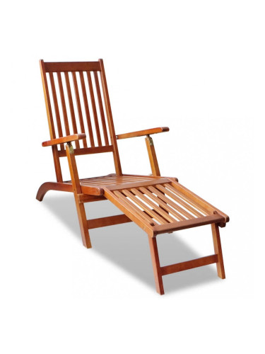 Sonata Градински шезлонг с подложка за крака, акация масив
