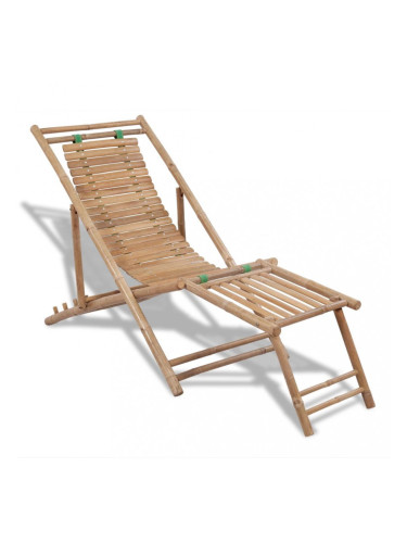Sonata Стол-шезлонг с подложка за крака, бамбук