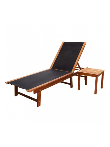 Sonata Шезлонг с масичка, акациево дърво масив и Textilene