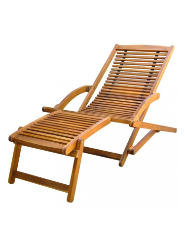 Sonata Градински шезлонг с подложка за крака, акация масив