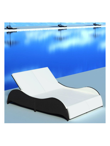 Sonata Двоен шезлонг с шалте, полиратан, черен