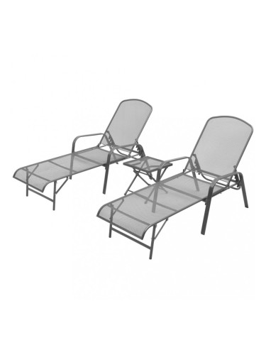 Sonata Шезлонги, 2 бр, с маса, стомана, антрацит