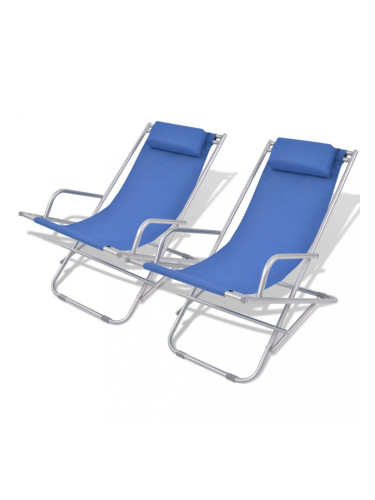 Sonata Накланящи се къмпинг столове, 2 бр, стомана, сини