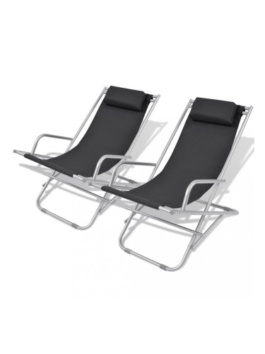 Sonata Накланящи се къмпинг столове, 2 бр, стомана, черни