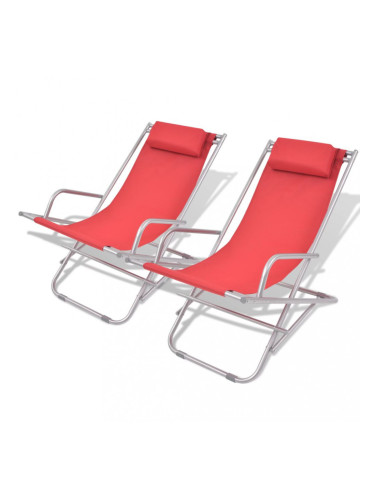 Sonata Накланящи се къмпинг столове, 2 бр, стомана, червени