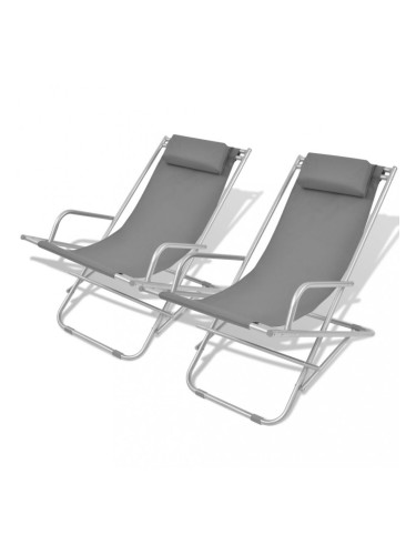 Sonata Накланящи се къмпинг столове, 2 бр, стомана, сиви