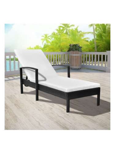 Sonata Шезлонг с шалте, черен полиратан