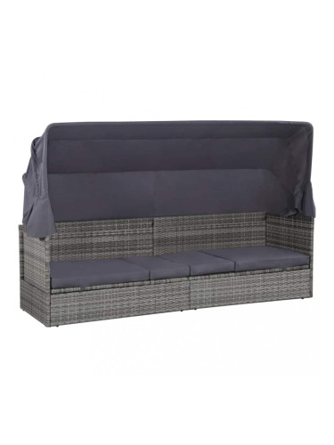 Sonata Градинско легло с балдахин, сиво, 205x62 см, полиратан