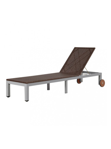Sonata Шезлонг с колела, кафяв полиратан