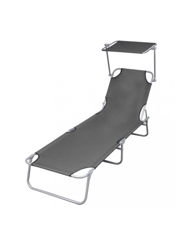 Sonata Сгъваем шезлонг със сенник, сив