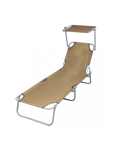 Sonata Сгъваем шезлонг със сенник, стомана, таупе
