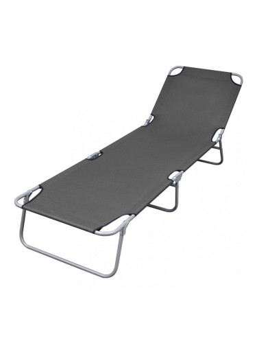 Sonata Сгъваем плажен шезлонг с регулируема облегалка, сив