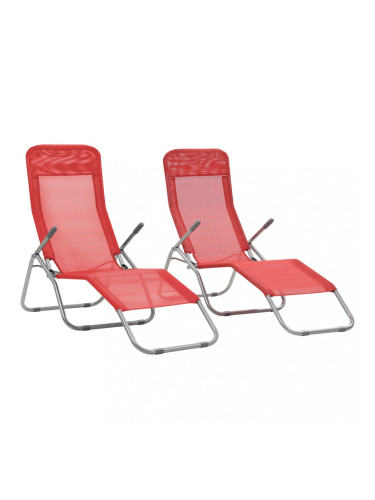 Sonata Сгъваеми шезлонги, 2 бр, Textilene, червени