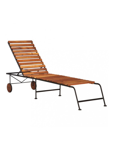 Sonata Шезлонг със стоманени крака, акациево дърво масив