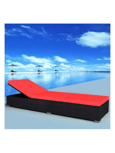 Sonata Шезлонг с шалте, черен полиратан