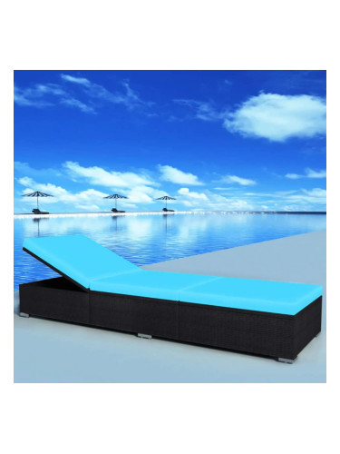 Sonata Шезлонг с шалте, черен полиратан