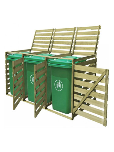 Sonata Троен навес за кофа за смет 240 л FSC импрегнирана дървесина