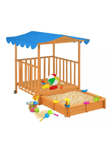Sonata Детска къща за игра с пясъчник, дърво, синьо, UV50