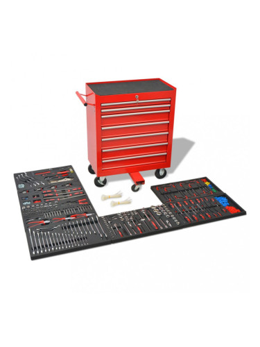 Sonata Количка за инструменти с 1125 инструмента, стомана, червена