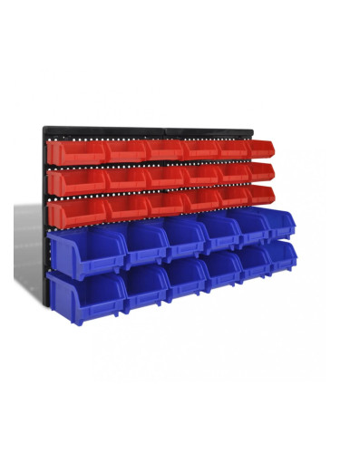 Комплект кошове за съхранение на вещи, 30 броя, цвят син и червен