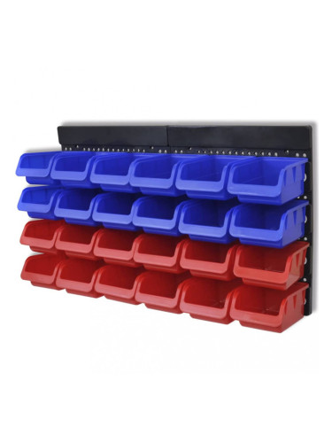 Органайзер за инструменти за стенен монтаж, 2 броя, син и червен