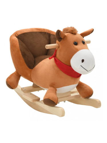 Sonata Люлеещо се конче с плюшена облегалка, 60x32x50 см, кафяво