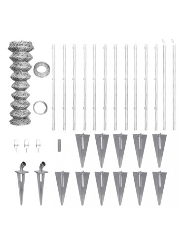 Поцинкована оградна мрежа със стълбове и клинове, 25 x 0,8 м