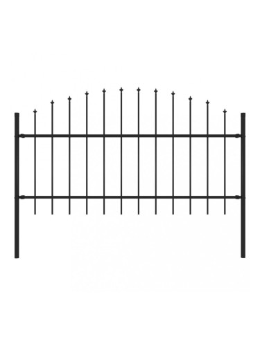 Sonata Градинска ограда с пики (1-1,25)x1,7 м стомана черна