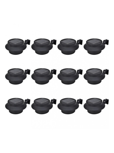 Sonata Градински соларни лампи за ограда, 12 бр, LED, черни