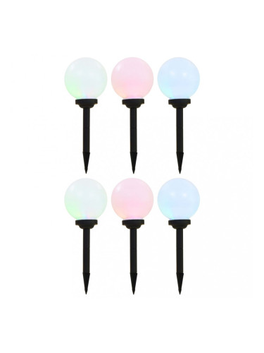 Sonata Градински соларни лампи, 6 бр, LED, сферични, 20 см, RGB
