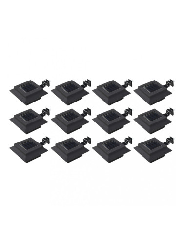 Sonata Градински соларни лампи, 12 бр, LED, квадратни, 12 см, черни