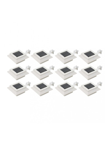 Sonata Градински соларни лампи, 12 бр, LED, квадратни, 12 см, бели