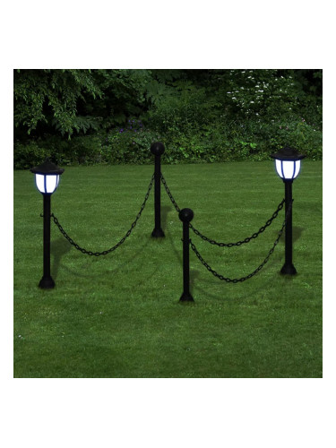 Градинска верижна преграда - соларно осветление, 2 LED лампи  2 стълба